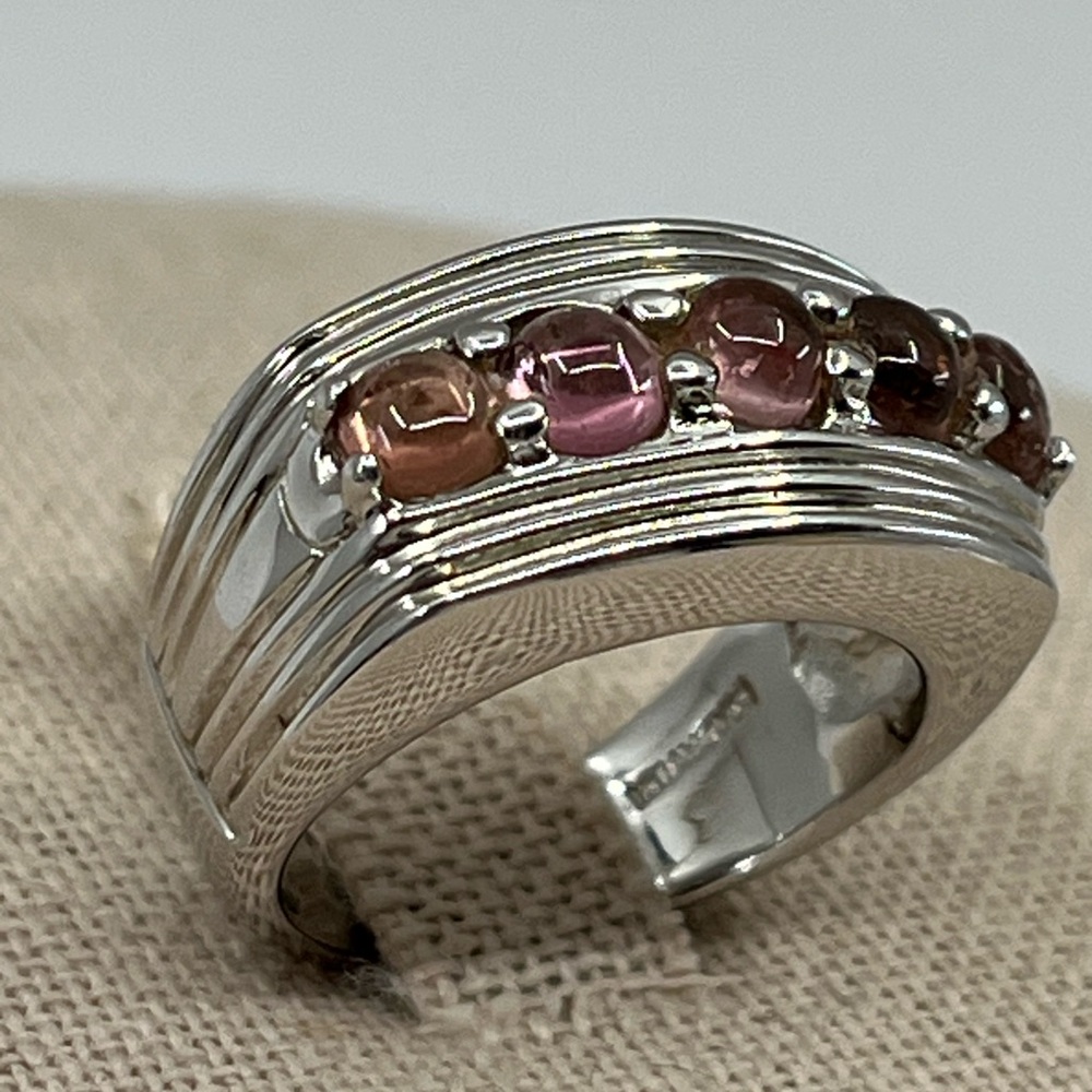 Vintage Sterling Silver Ring with Pink Gemstones - Size 5.75, 9.2g - Picture 4 of 16